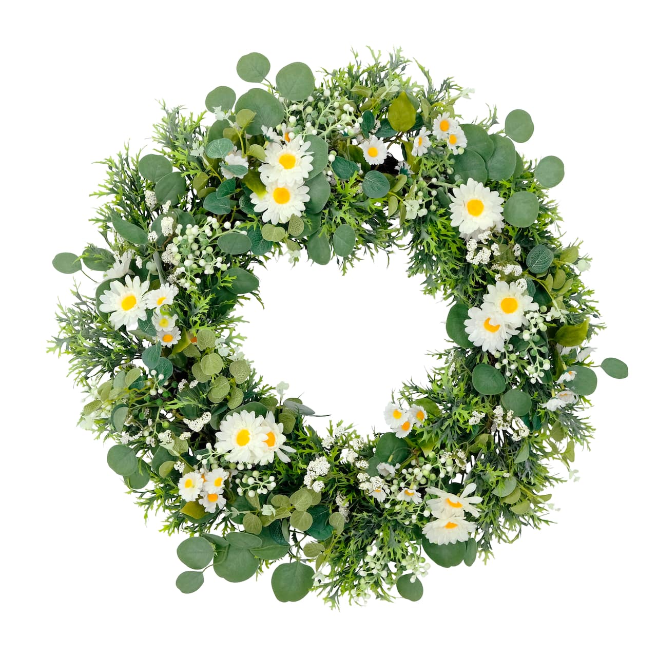 6 Pack: 24'' Multicolored Daisy Floral Spring Wreath